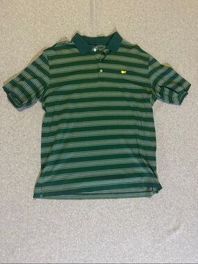 Masters Collection Men's L Green Striped Polo Golf Shirt